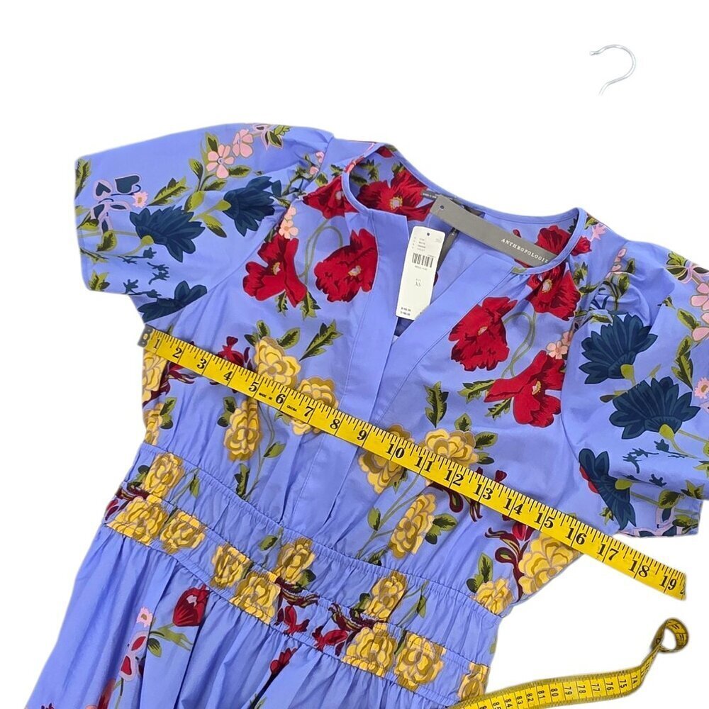 Anthropologie The Somerset Maxi Dress, V-Neck, Cotton, Smocked Waist, Floral, XS - Picture 4 of 7